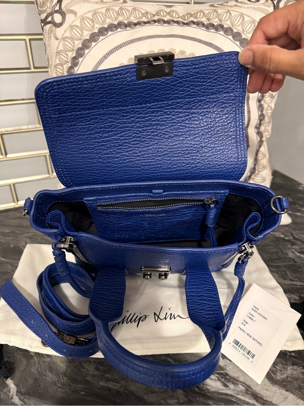 3.1 Phillip Lim Electric Blue Textured Leather Mini Satchel - Picture 5 of 5